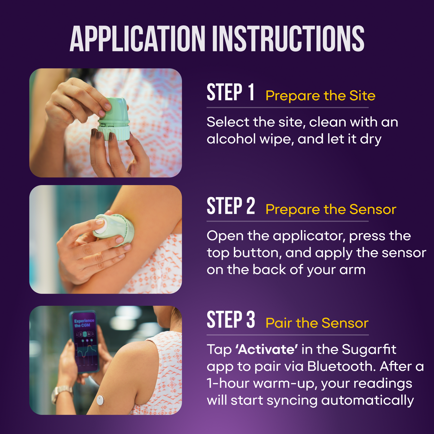 Sugar.fit Smart Continuous Glucose Monitoring Sensor (CGM) for Diabetes | Free App & Coach Consultation Included for 15 days