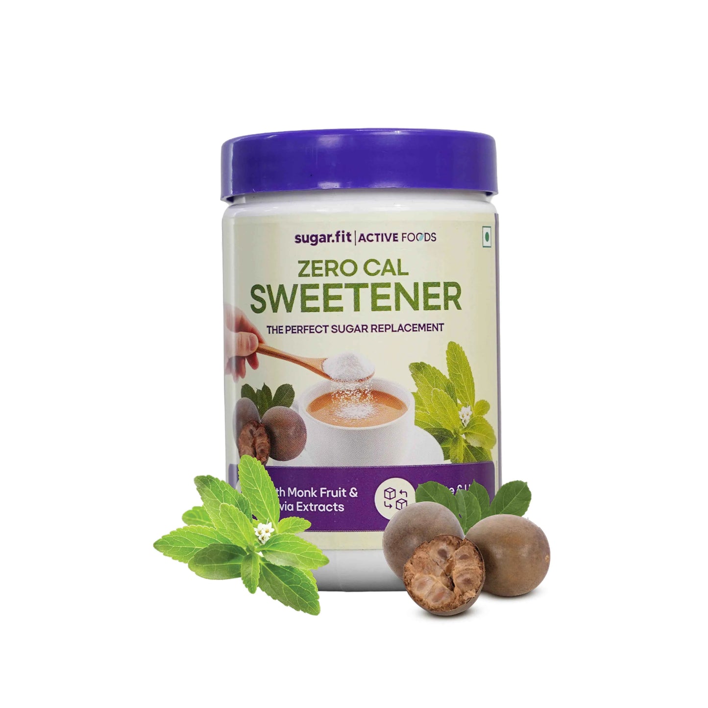 Sugar.fit Zero Cal Sweetener with Monk Fruit, Made from 100% Plant-Based Stevia - 200g