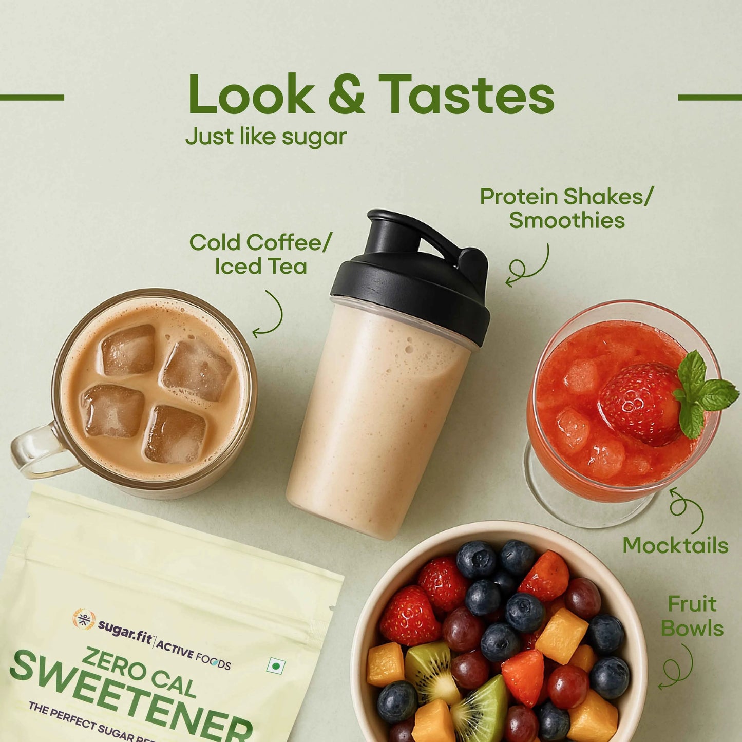 Sugar.fit Zero Cal Sweetener with Monk Fruit, Made from 100% Plant-Based Stevia - 200g