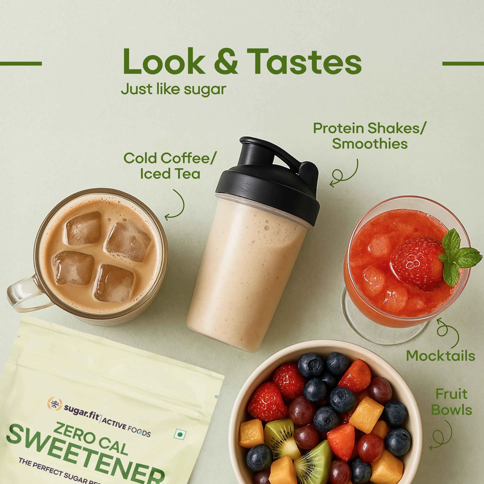 Sugar.fit Zero Cal Sweetener with Monk Fruit, Made from 100% Plant-Based Stevia - 200g