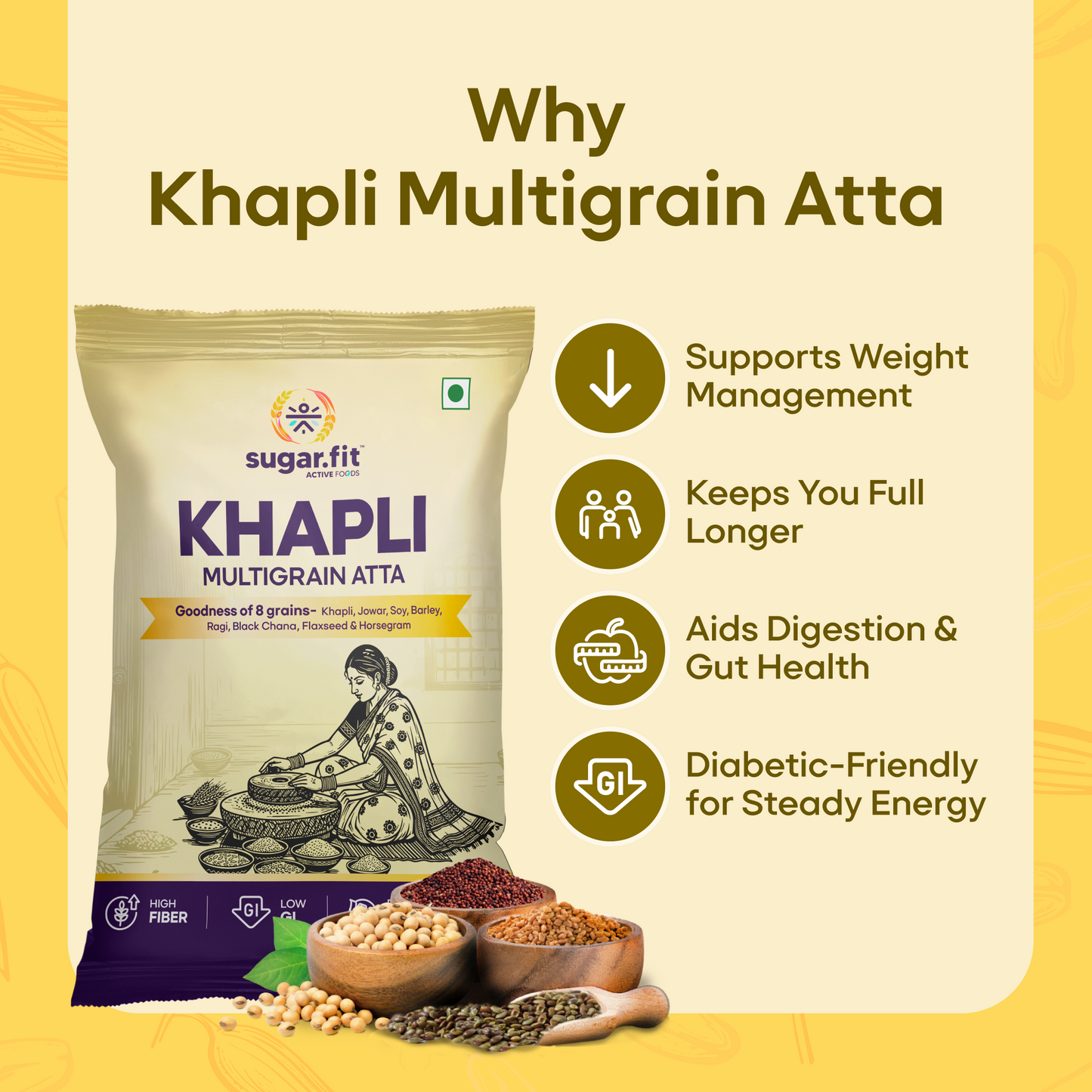 Sugar.fit Khapli Multigrain Atta